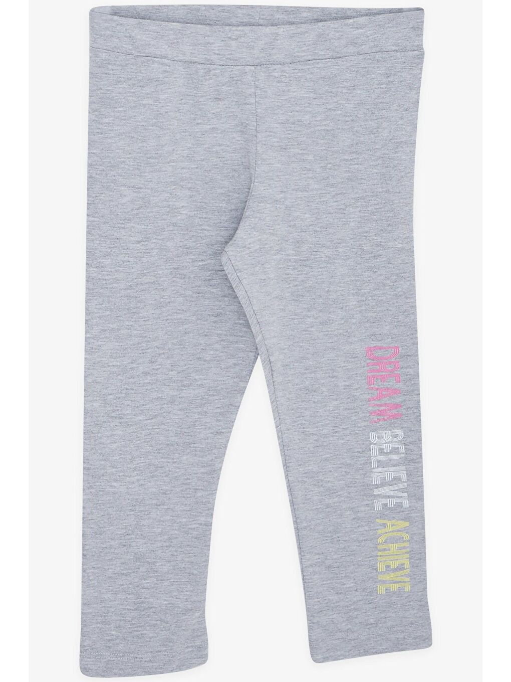 Kız Çocuk Kapri Taytlı Crop Takım Yazı Baskılı Sarı (8-12 Yaş)-3