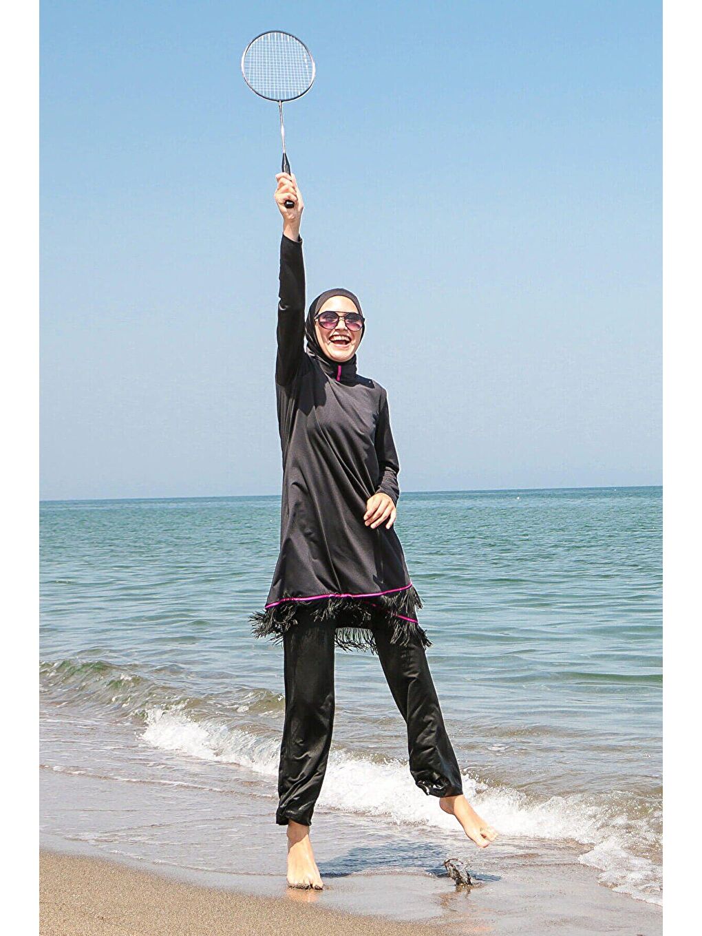 Siyah Tam Kapalı Tesettür Mayo M2105-1