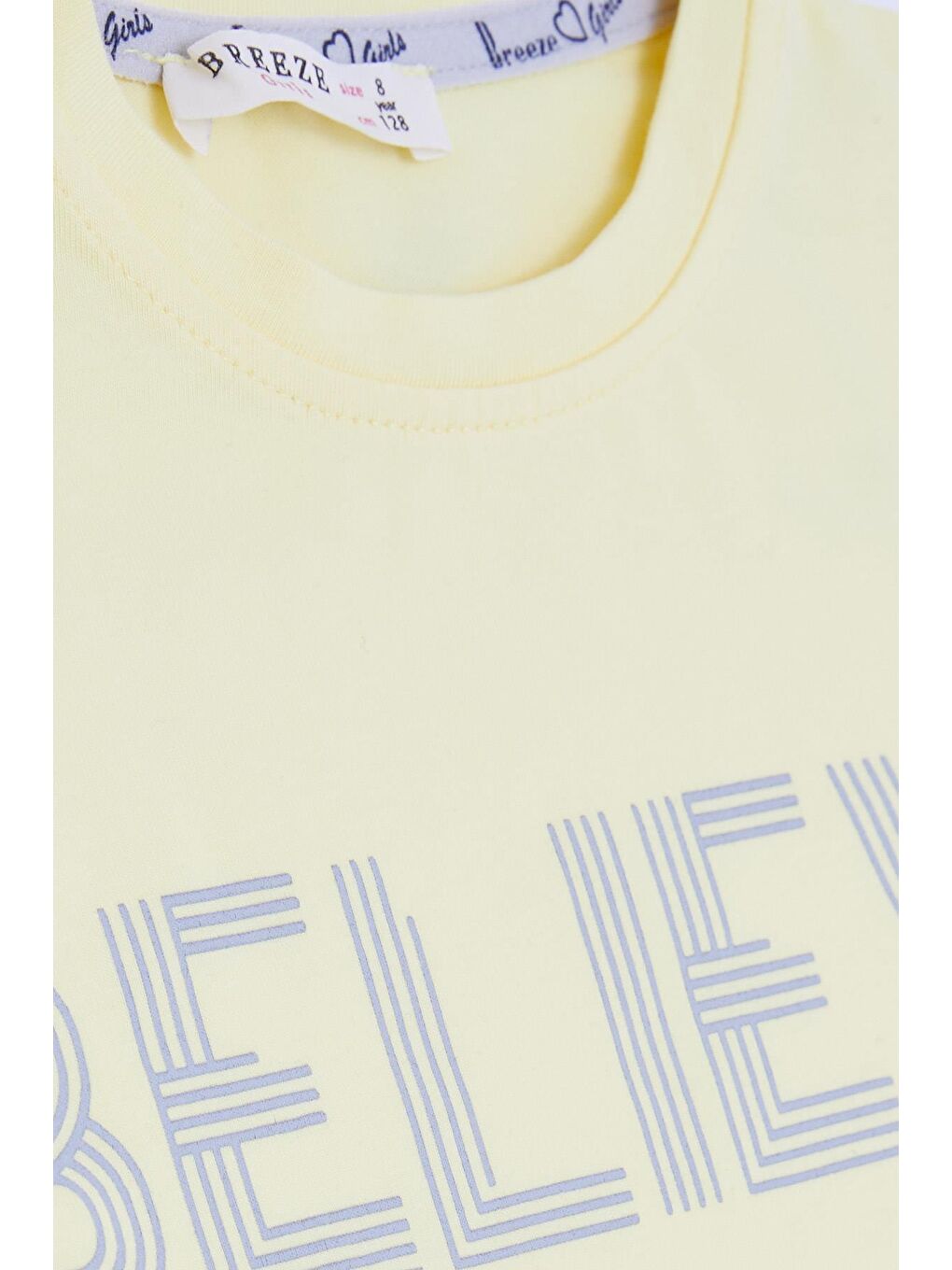 Kız Çocuk Kapri Taytlı Crop Takım Yazı Baskılı Sarı (8-12 Yaş)-4