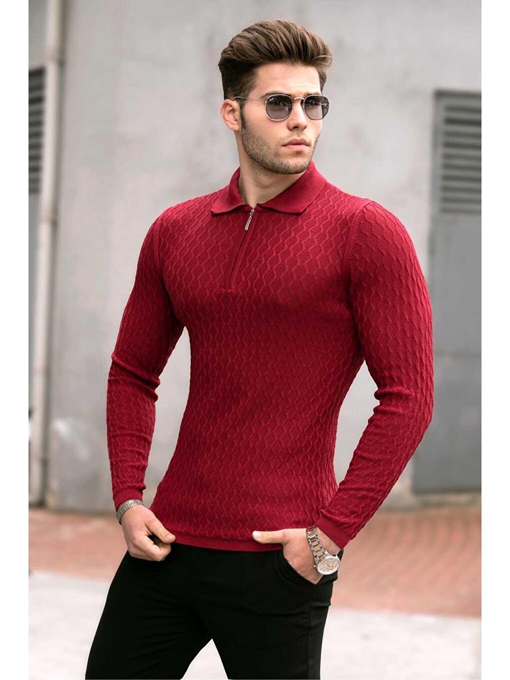 Bordo Polo Yaka Kazak 4713