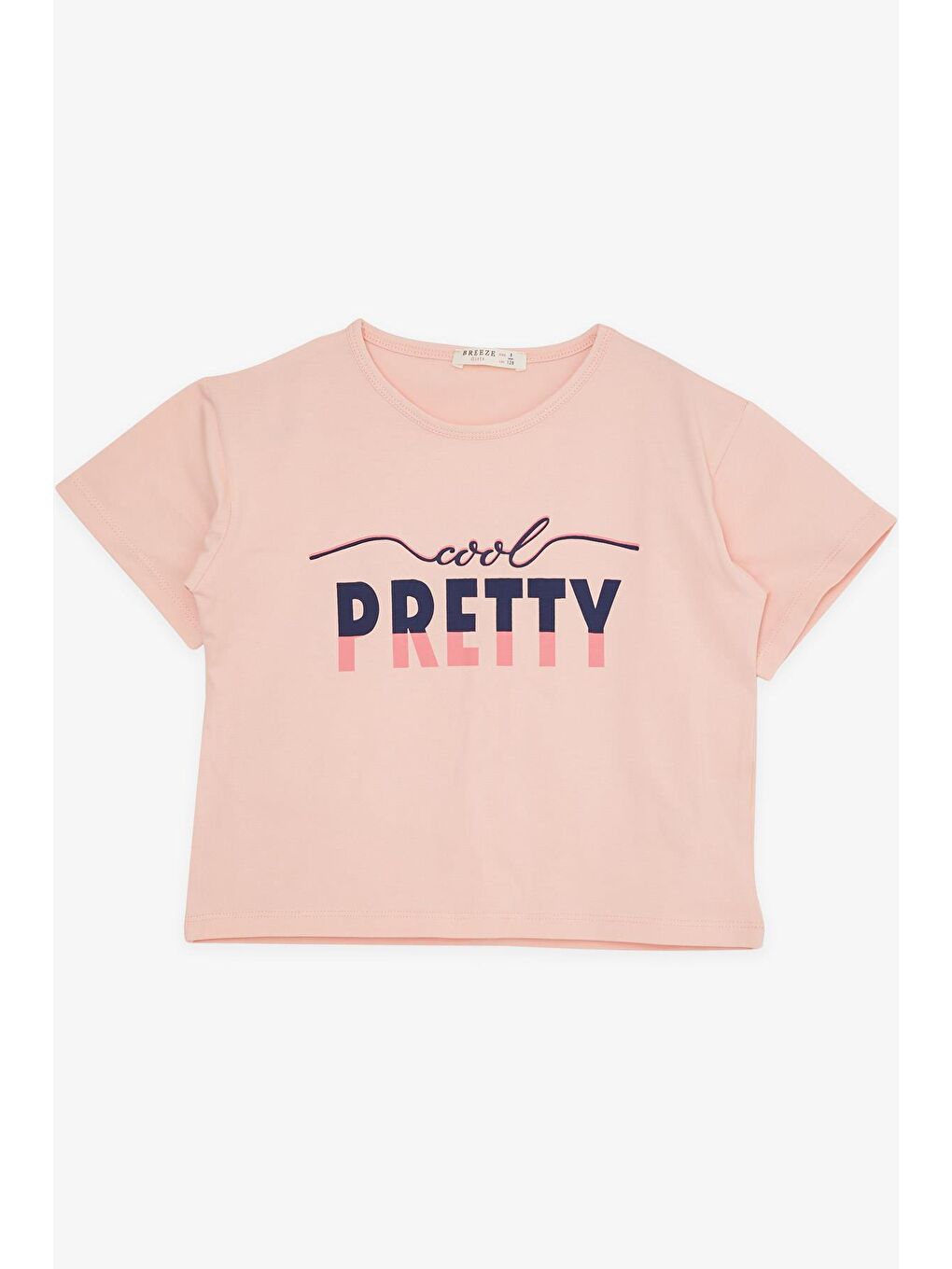 Pembe Kız Çocuk Taytlı Crop Takım Yazı Baskılı Paçası Yırtmaçlı Somon (5-9 Yaş)-2