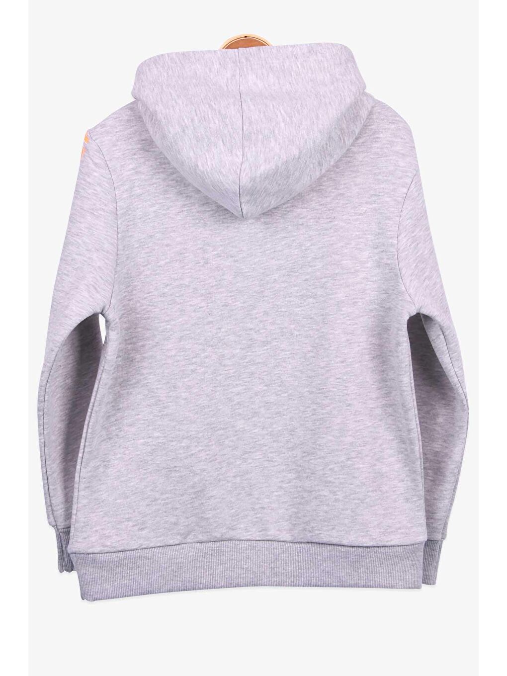 Erkek Çocuk Sweatshirt Baskılı Kapüşonlu Gri Melanj (9-14 Yaş)-1