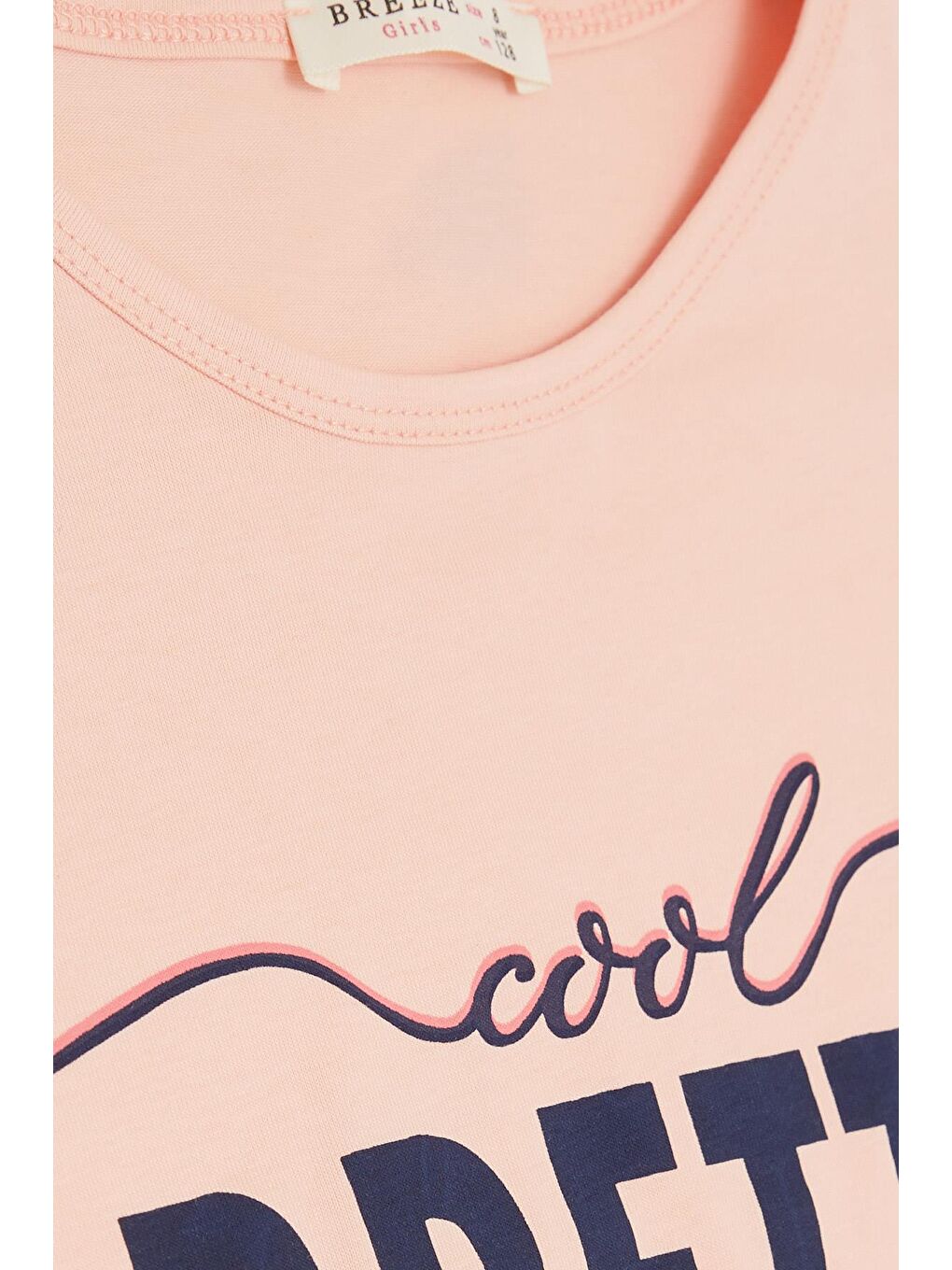 Pembe Kız Çocuk Taytlı Crop Takım Yazı Baskılı Paçası Yırtmaçlı Somon (5-9 Yaş)-4