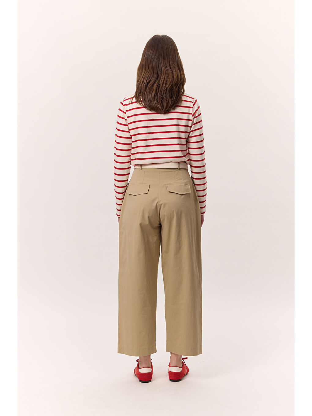 Çizgili Uzun Kol Regular Fit Tshırt Kırmızı-5