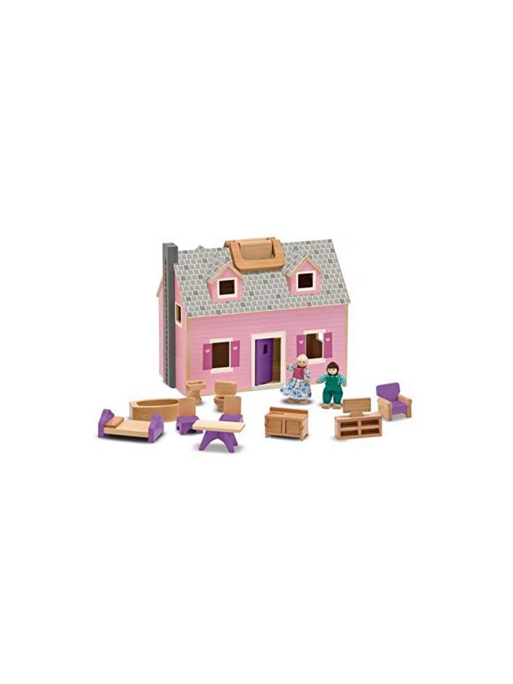 Melissa and Doug Karışık Ahşap Taşınabilir Küçük Mobilyalı Ev