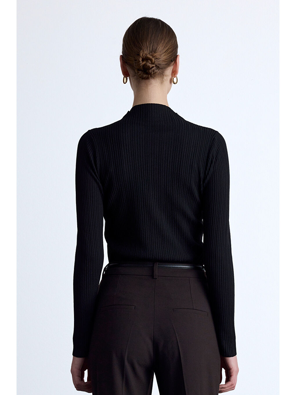 Yüksek Yaka Triko Bluz Siyah-4