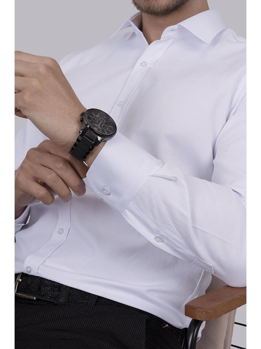 Beyaz Sedef Düğmeli Slimfit Erkek Gömlek