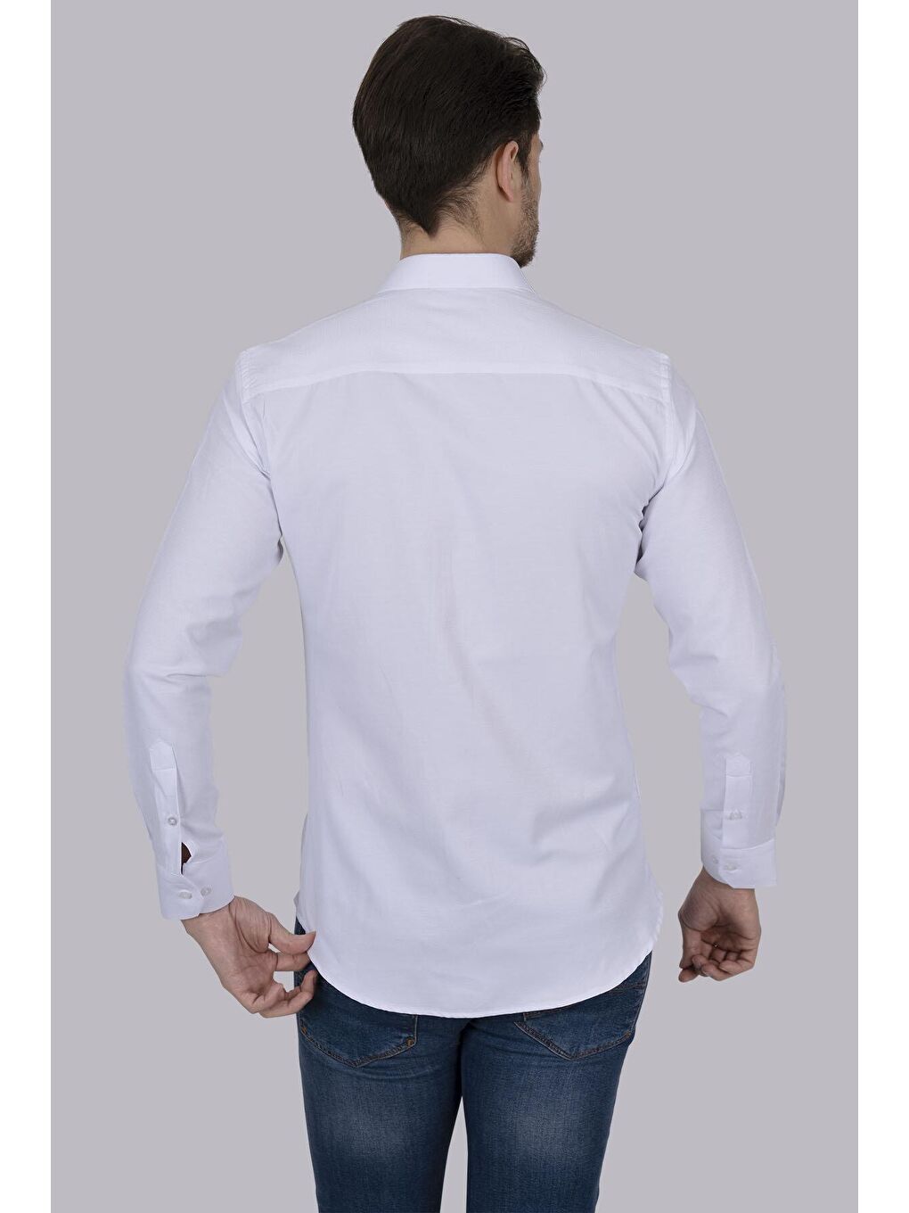 Beyaz Sedef Düğmeli Slimfit Erkek Gömlek-4
