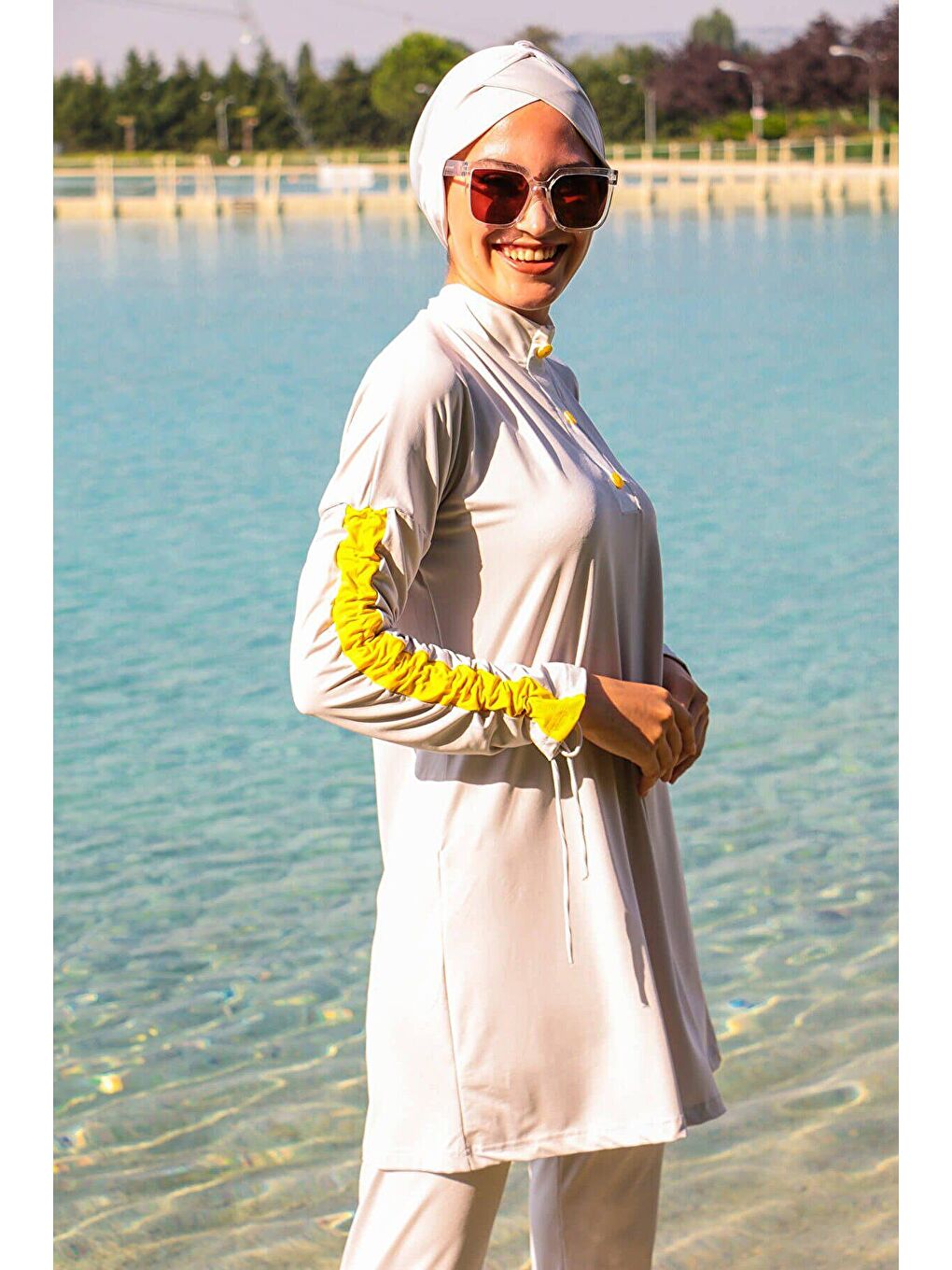 Gri Tam Kapalı Tesettür Mayo M2118