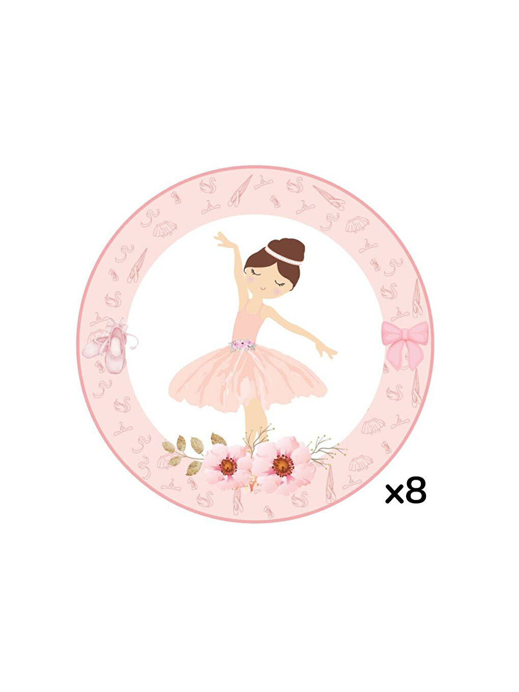 Lila Kelebek Temalı 8'li Bardak Tabak Set-1