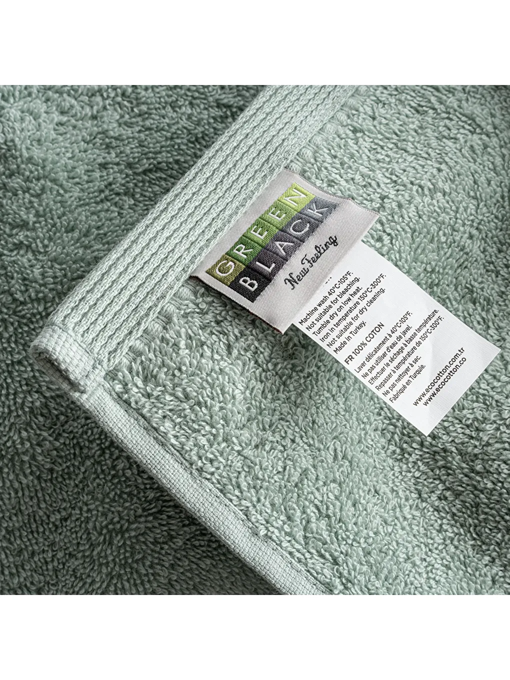 Turkuaz Elena El Yüz Havlusu %100 Pamuk Penye Mint 50x90 Cm-3