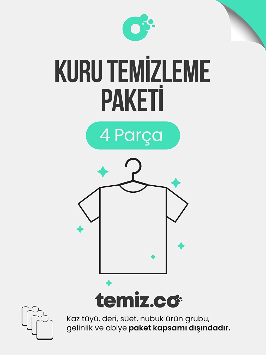 Temiz.co Beyaz Kuru Temizleme Paketi - 4 Parça