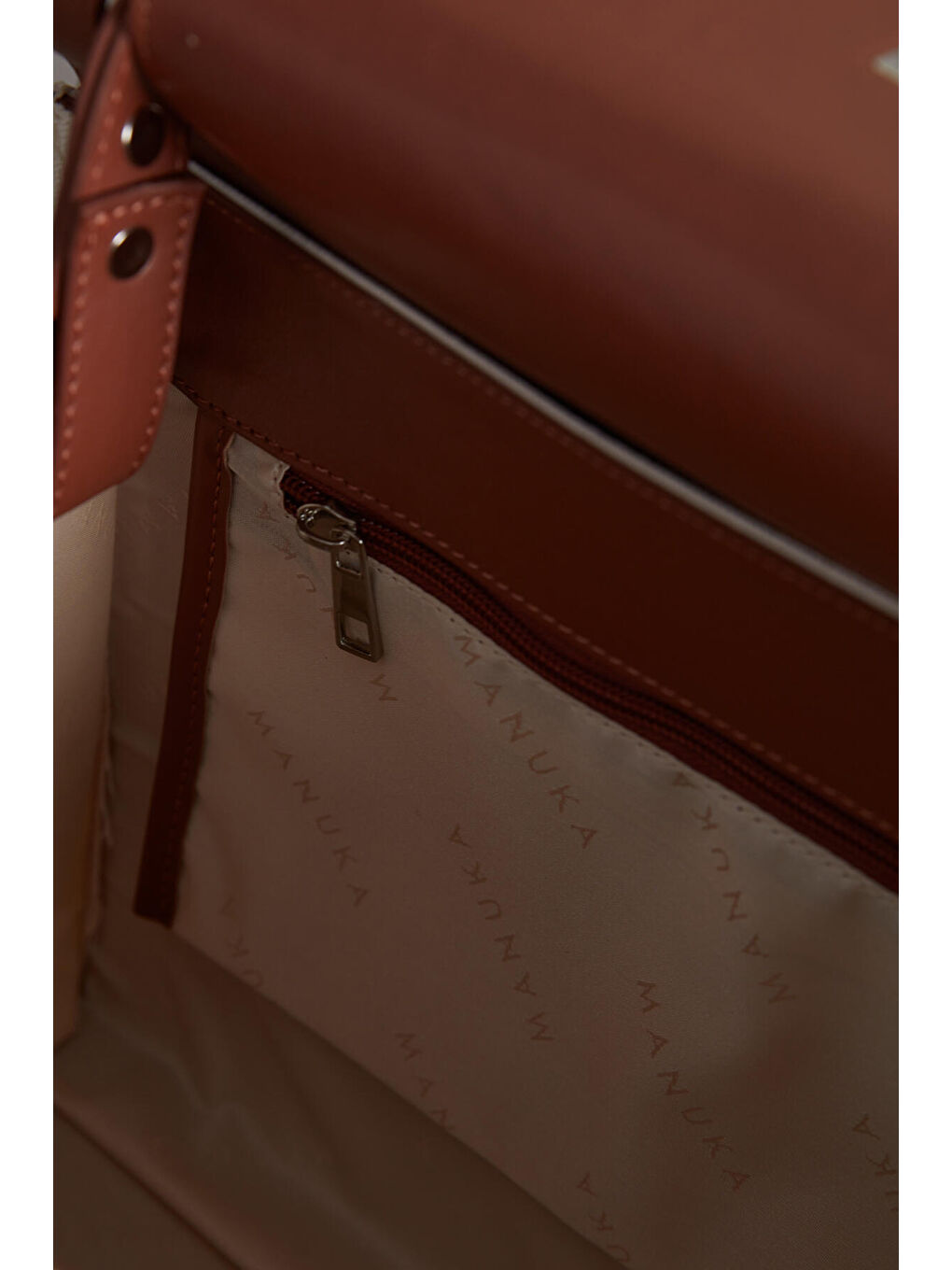 Bej Deri Detaylı Kanvas Çanta Natural-3