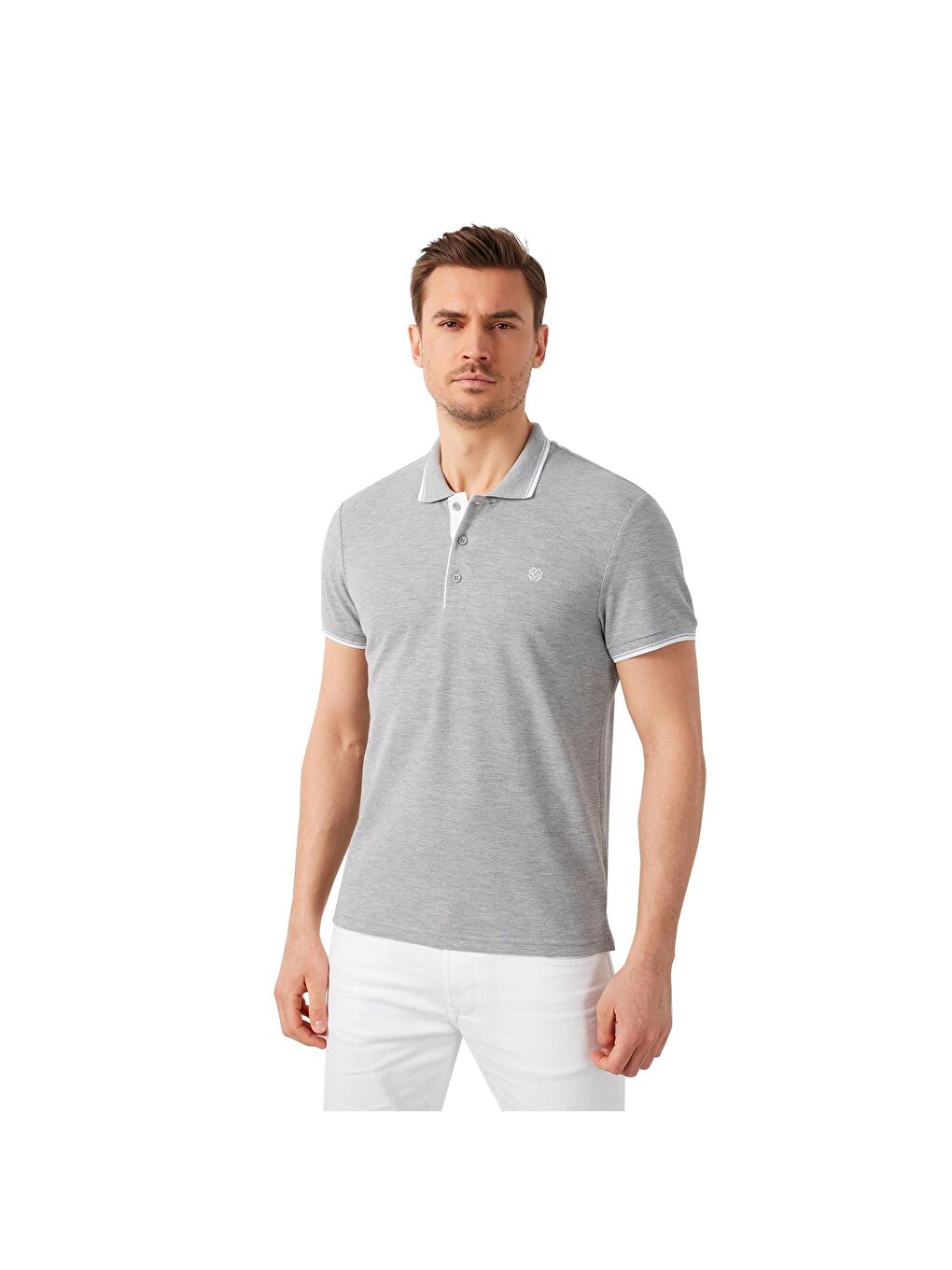 Buratti Gri % 100 Pamuk Düğmeli Regular Fit Polo T Shirt 5902118 - 3