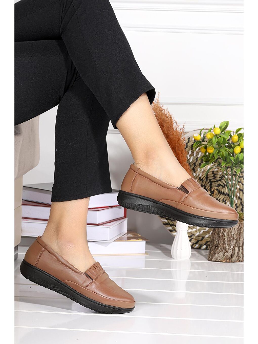 Bej Rahat Konfor Özel Topuk Jeli Anne Günlük Ayakkabı P 04