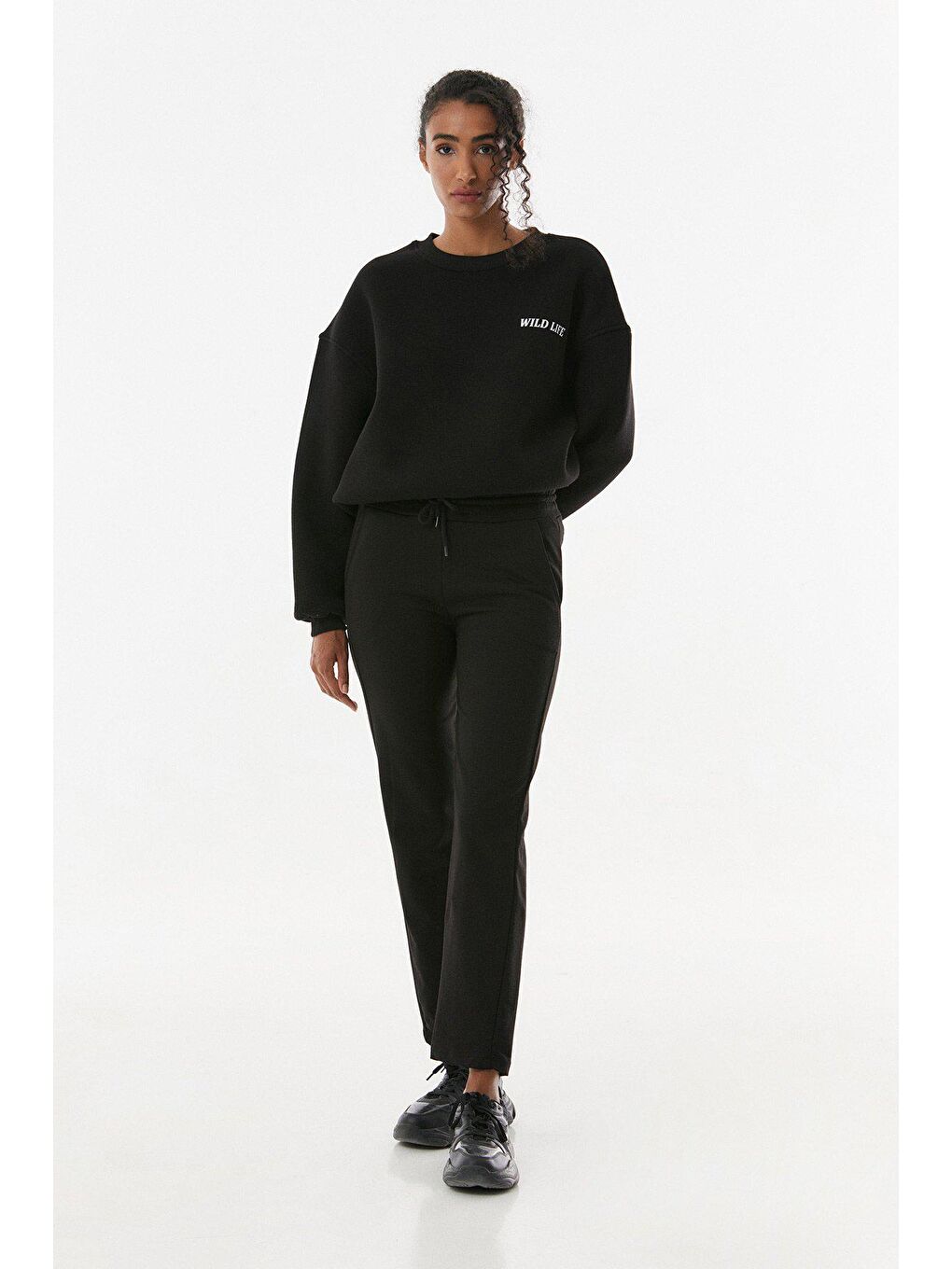 Siyah Beli Lastikli Eşofman Altı