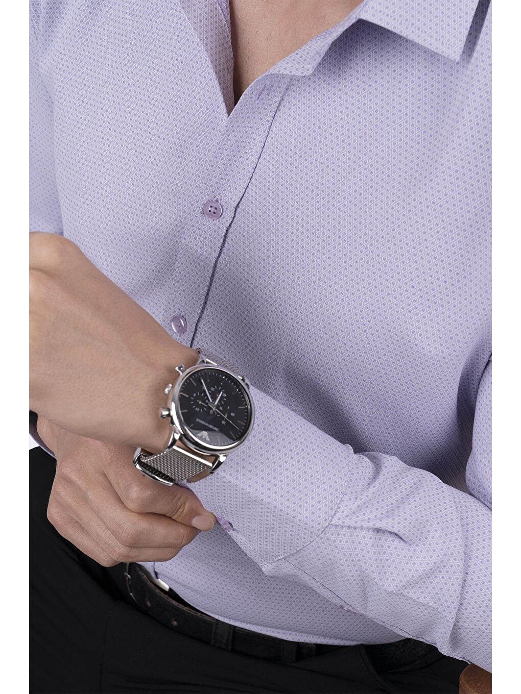 Lila Armür Desenli Slimfit Erkek Gömlek