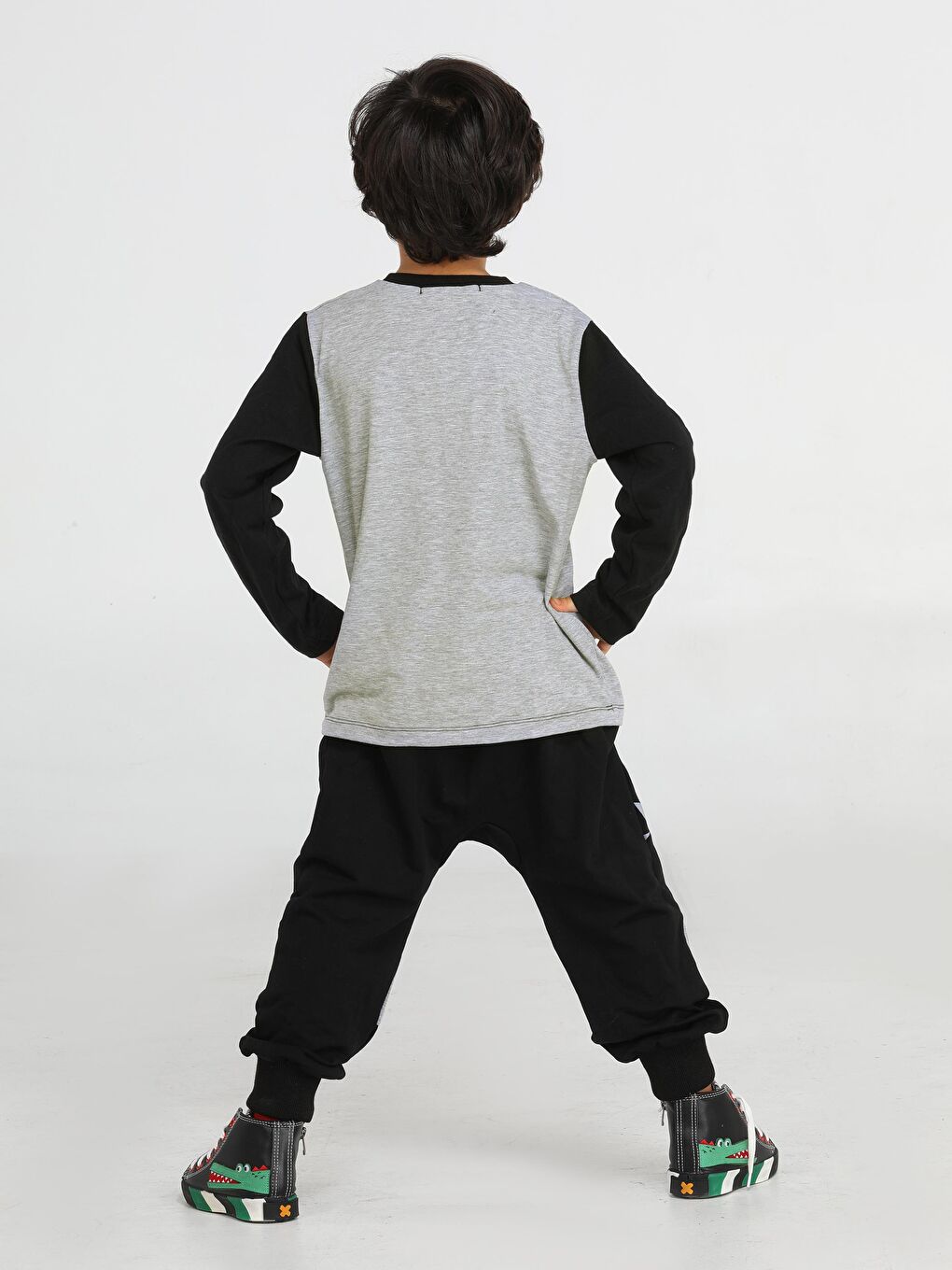 Casabony Gri-Siyah Casa Black Baggy Pantolon + T-shirt Takım - 1