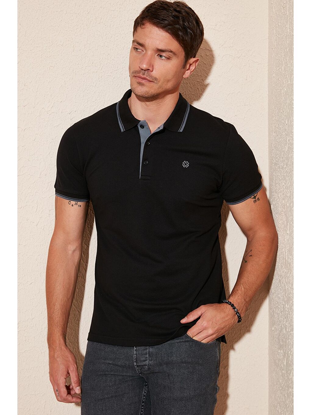 Buratti Siyah % 100 Pamuk Düğmeli Slim Fit Polo T Shirt 5902118