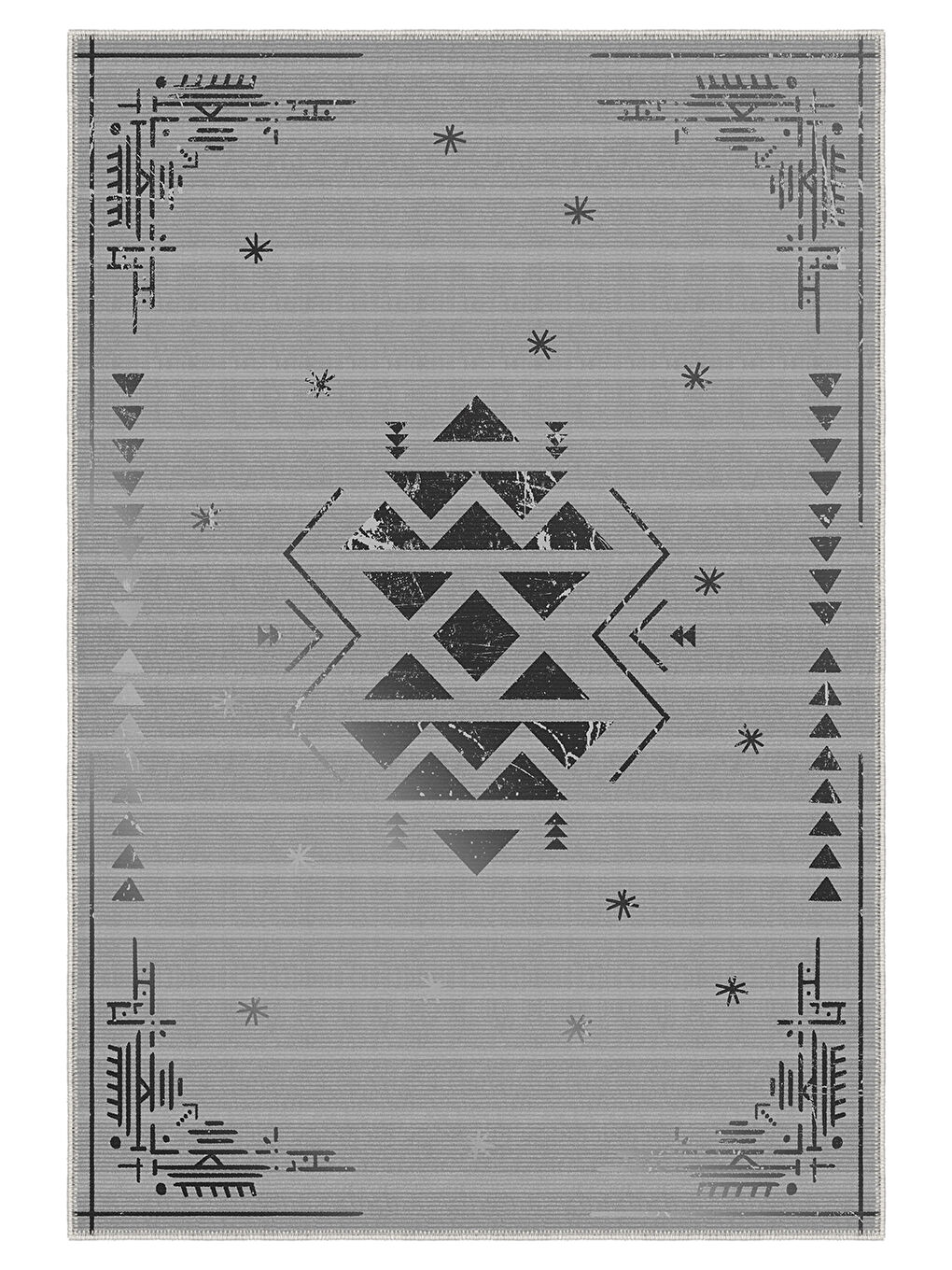 Gri Dekoratif Özel Tasarım Yıkanabilir İnce Kaymaz Tabanlı Modern Halı KECE FR46