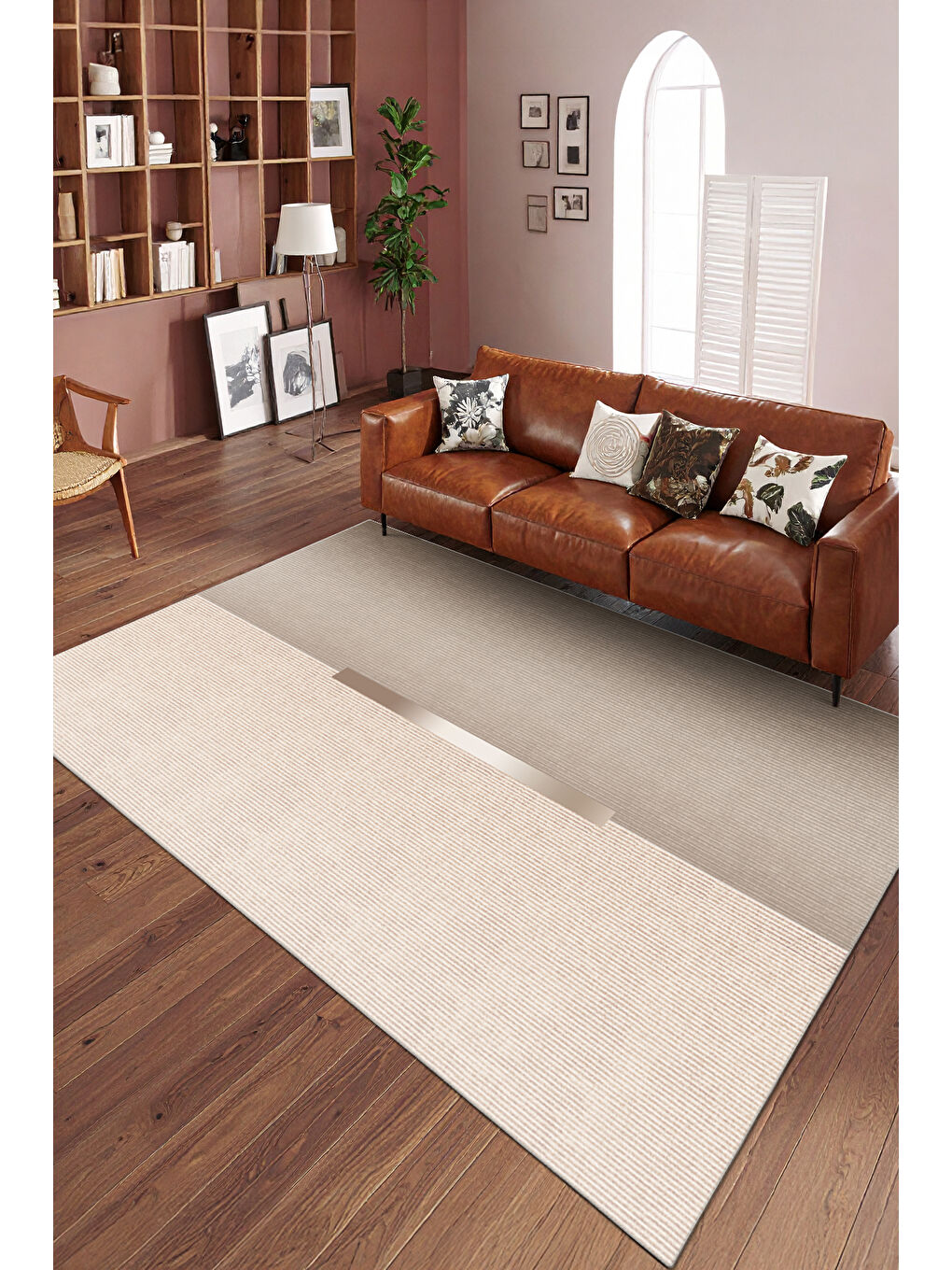 Kahverengi Dekoratif Özel Tasarım Yıkanabilir İnce Kaymaz Tabanlı Modern Halı KECE FR45-1