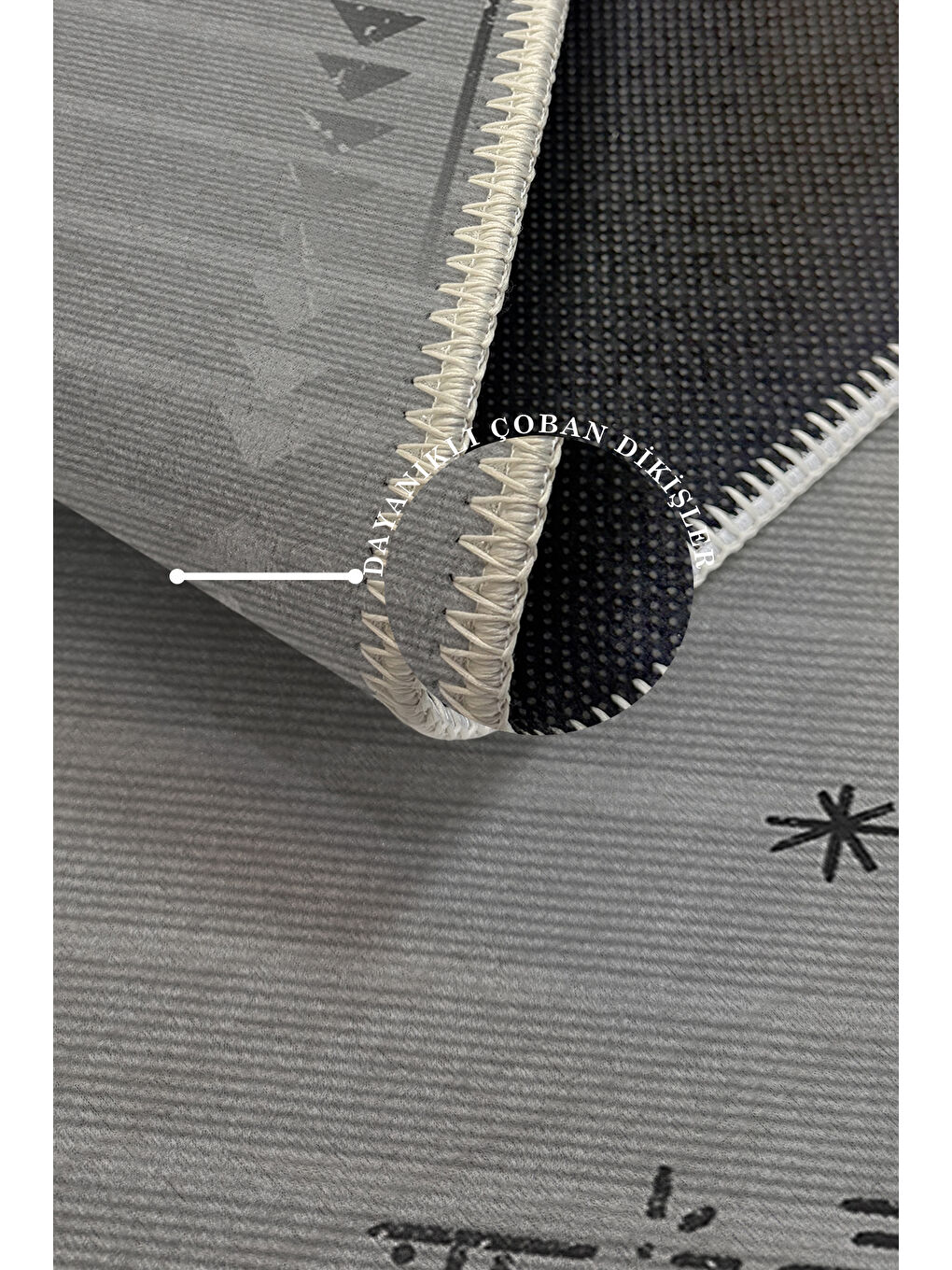 Gri Dekoratif Özel Tasarım Yıkanabilir İnce Kaymaz Tabanlı Modern Halı KECE FR46-3