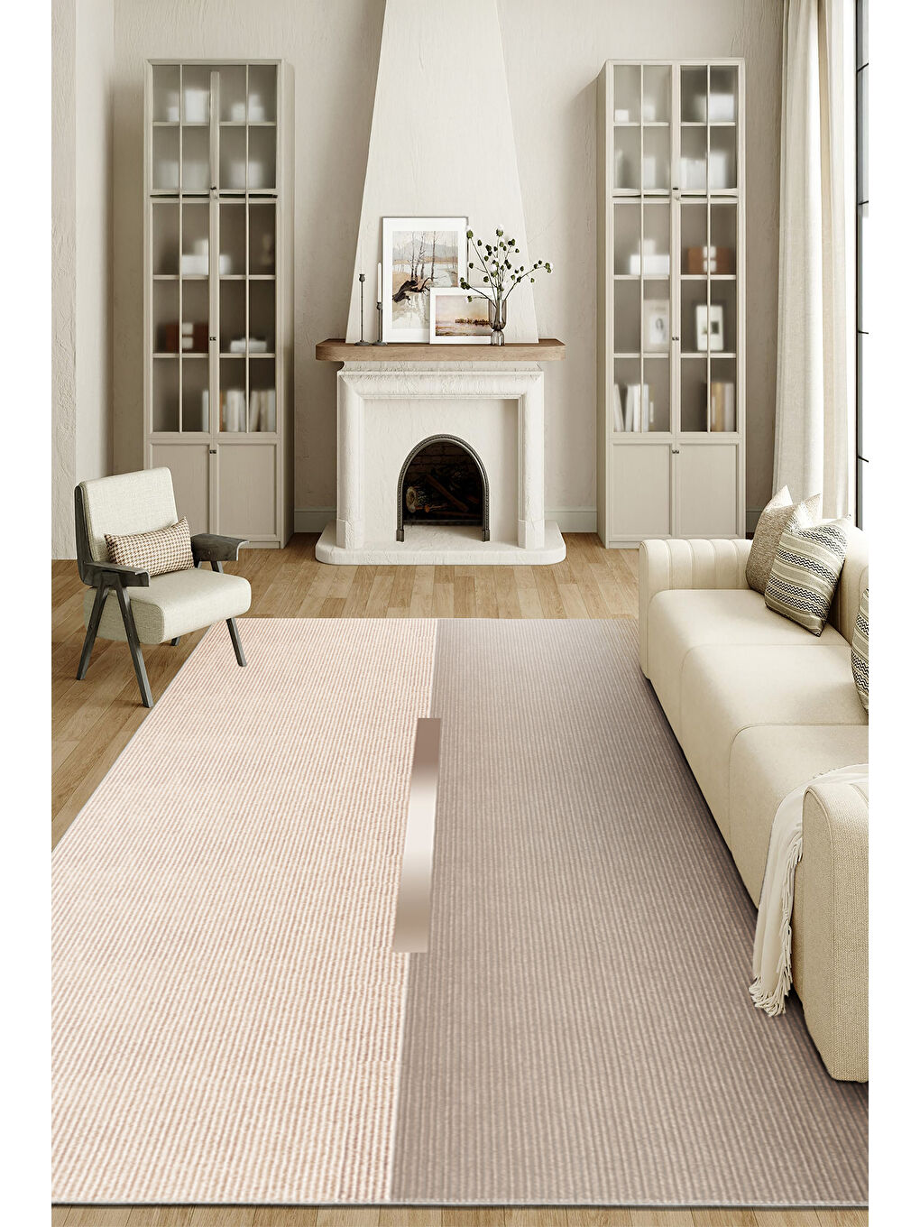 Kahverengi Dekoratif Özel Tasarım Yıkanabilir İnce Kaymaz Tabanlı Modern Halı KECE FR45-2