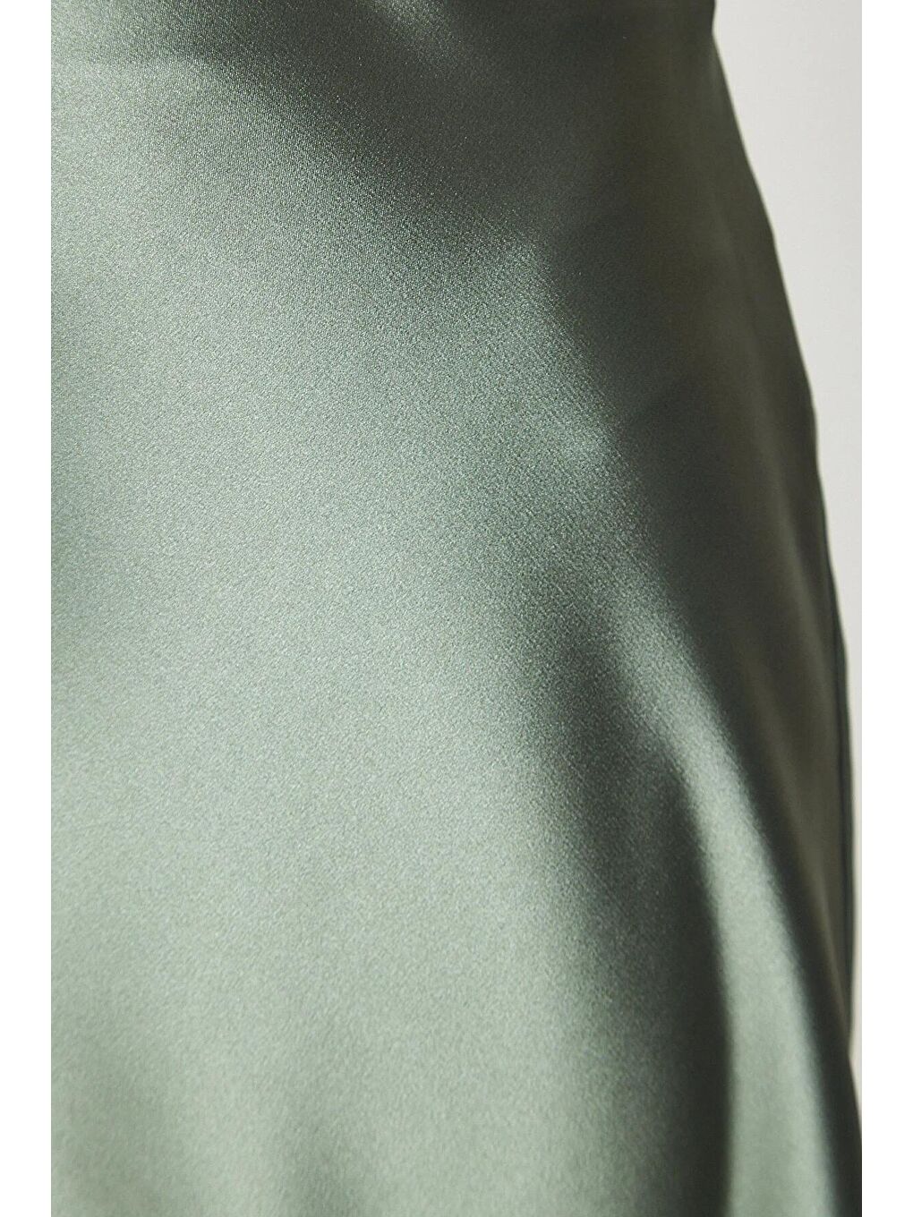 Kadın Mint Yeşili Bilek Boy Saten Etek-3