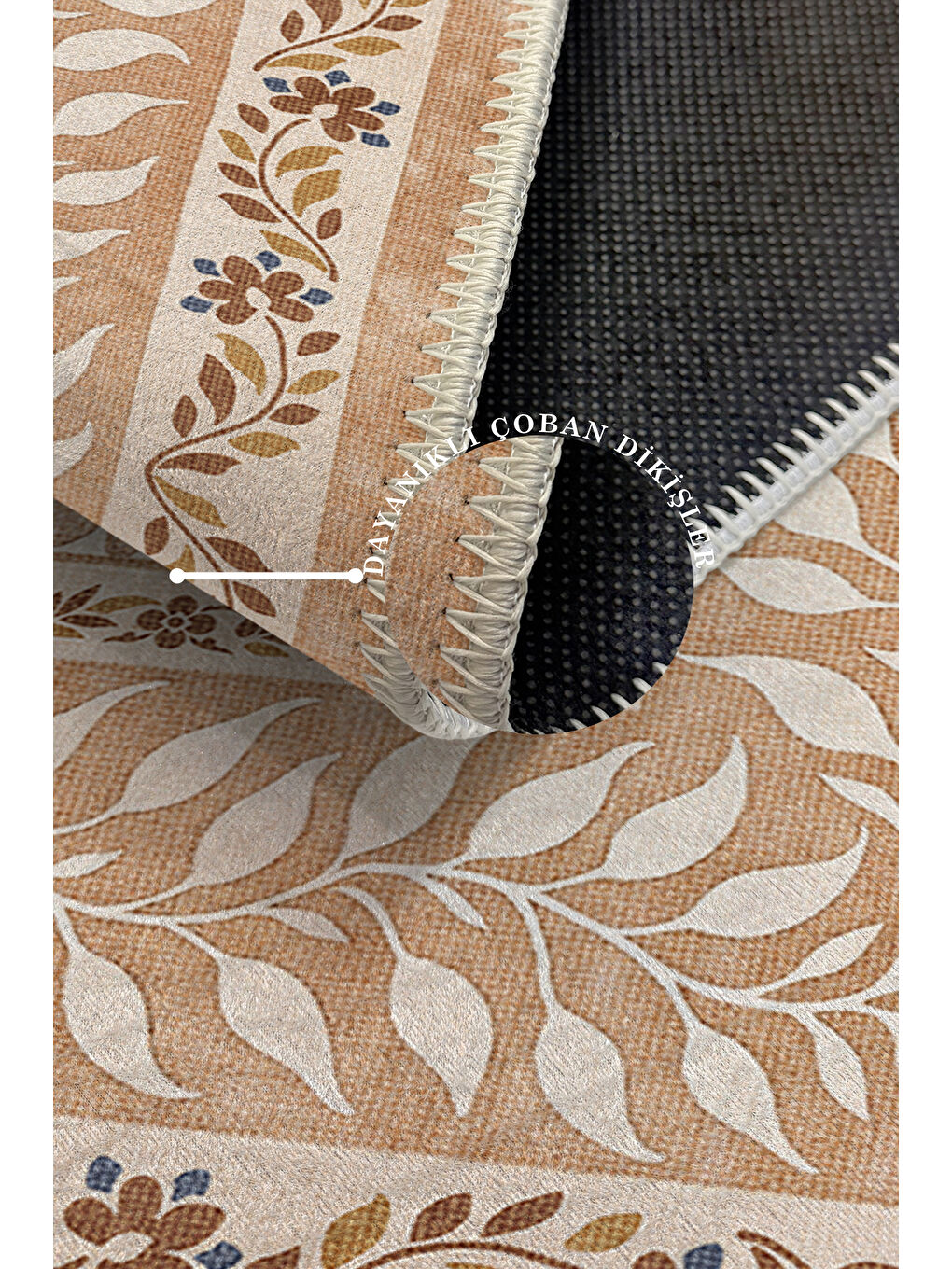 Bej Modern Dekoratif Yıkanabilir Kaymaz Taban Halı – İnce, Yumuşak Salon Halısı, Mutfak Halısı ve Yolluk-3