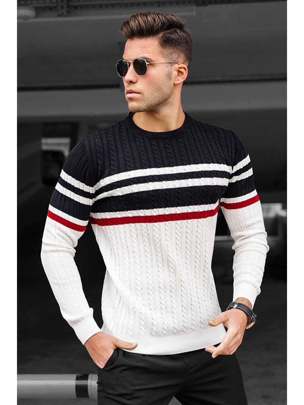 Lacivert Bisiklet Yaka Kazak 5197