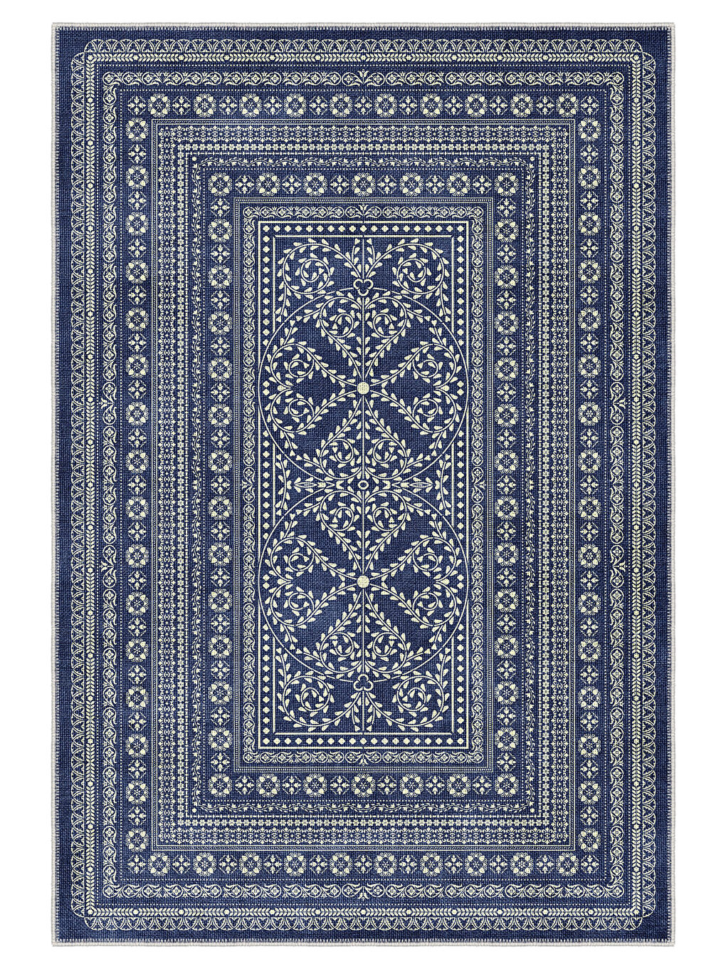 Lacivert Modern Dekoratif Yıkanabilir Kaymaz Taban Halı – İnce, Yumuşak Salon Halısı, Mutfak Halısı ve Yolluk