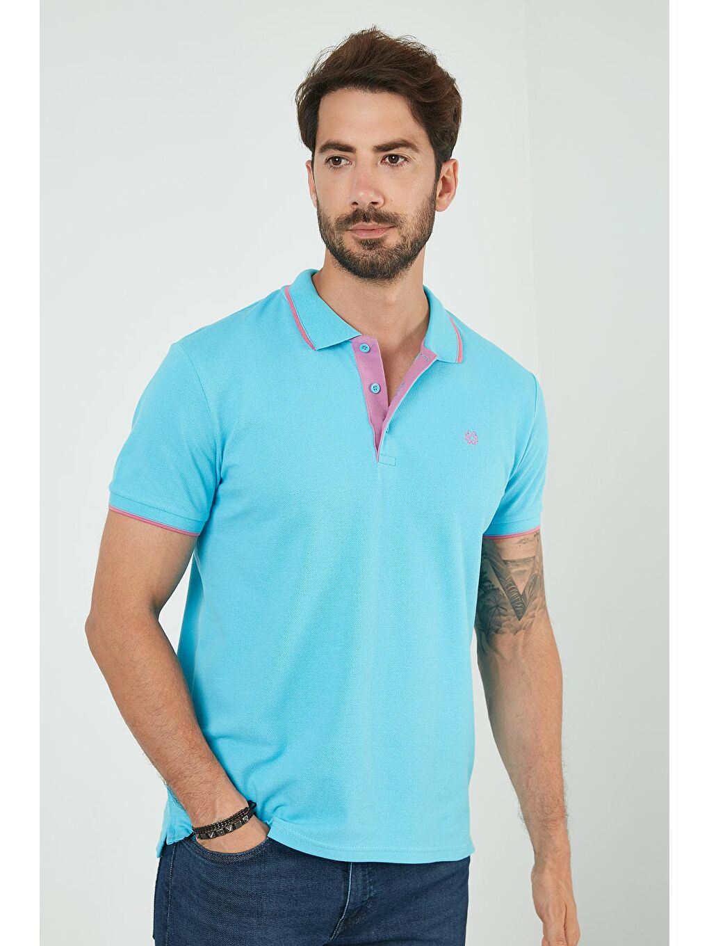 Buratti Mavi %100 Pamuk Düğmeli Regular Fit Polo Tişört 5902118 - 2