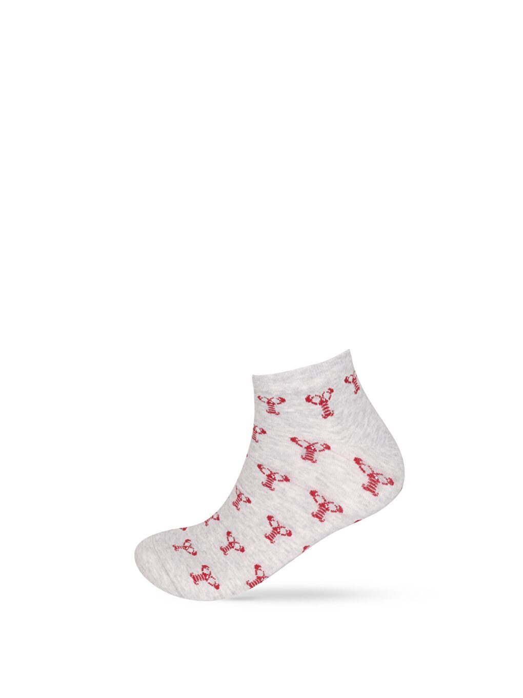 Gri Erkek Hayvan Desenli 3'Lü Patik Çorap-4