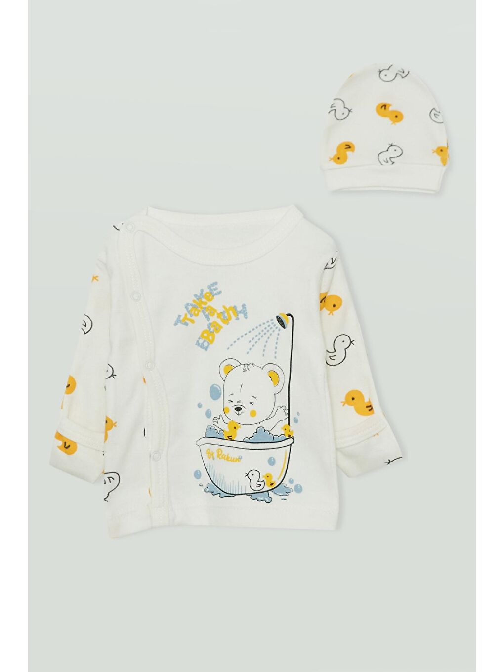 Beyaz Erkek Bebek Yenidoğan Giyim Üçlü Zıbın Takım-1