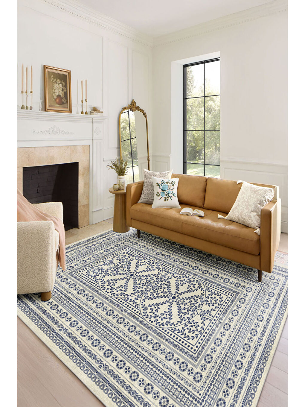 Beyaz Modern Dekoratif Yıkanabilir Kaymaz Taban Halı – İnce, Yumuşak Salon Halısı, Mutfak Halısı ve Yolluk-1