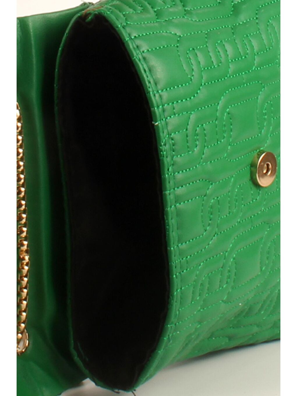 Yeşil Kadın Motif Nakışlı Zincir Askılı Broşlu Kapak Omuz Çantası (10675)-3