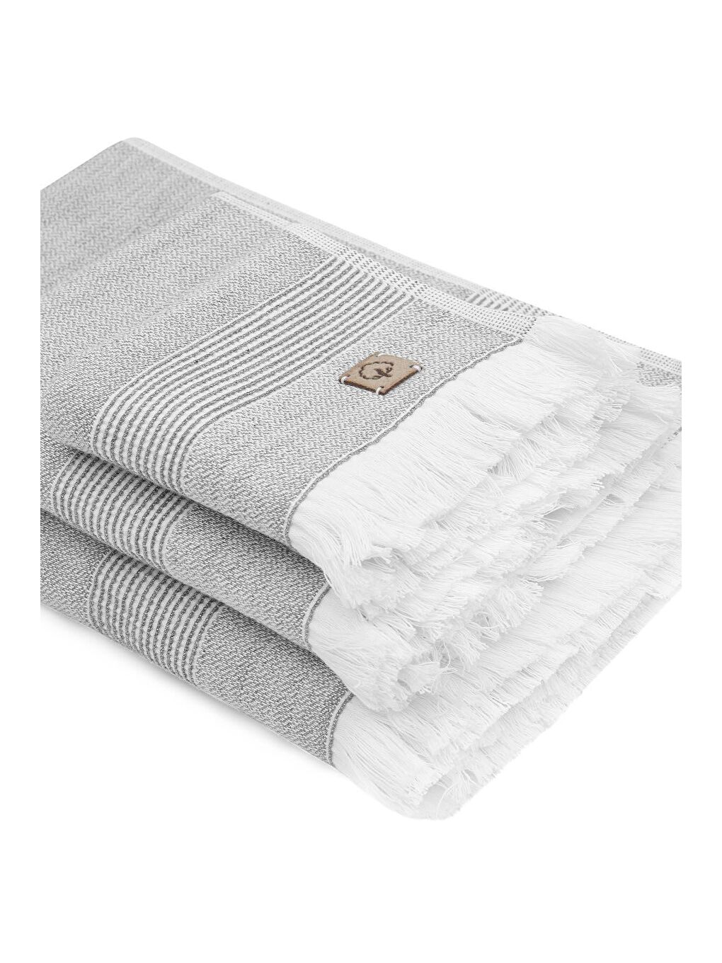 Antrasit Hasna 3'lü Havlu Seti Organik Pamuk Keten-2