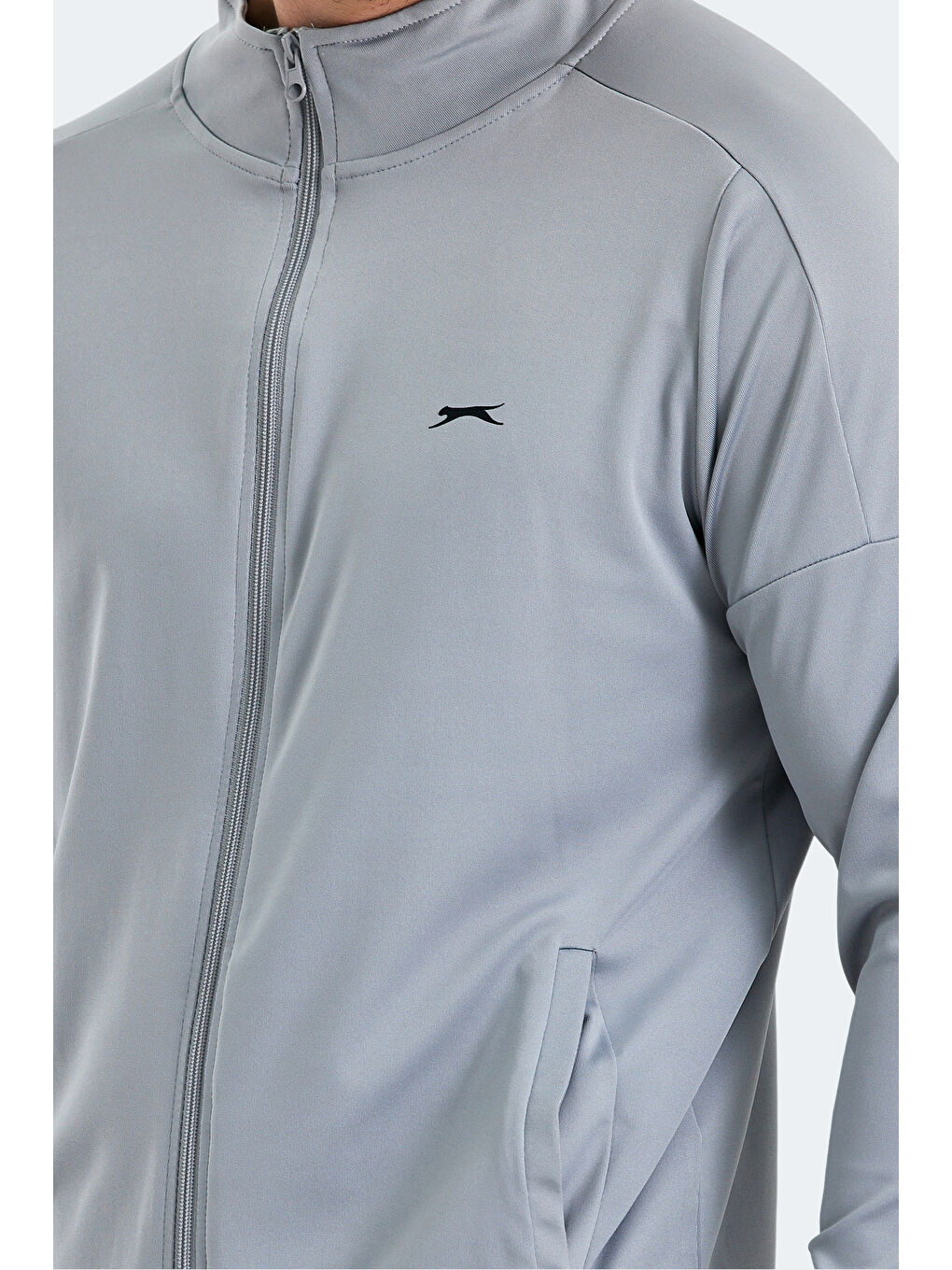 RARELY Erkek Fermuarlı Dik Yaka Cepli Gri Eşofman Takımı-4