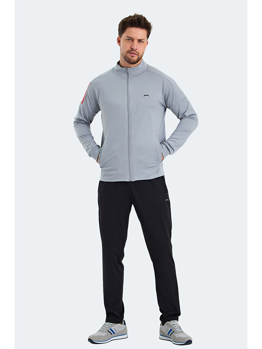 RARELY Erkek Fermuarlı Dik Yaka Cepli Gri Eşofman Takımı-6