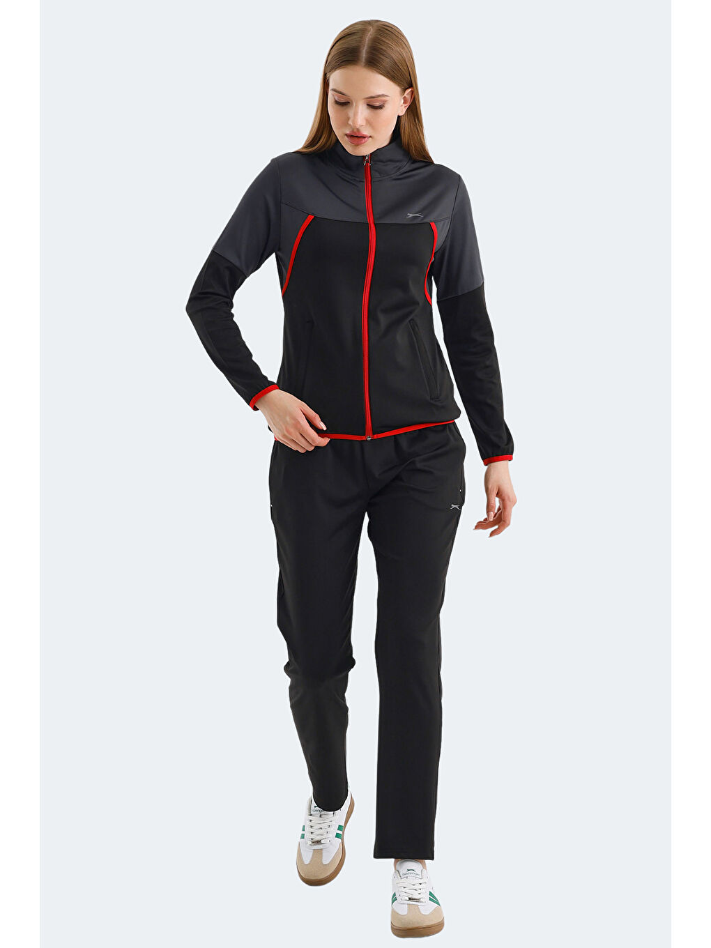 ROCKSTAR Kadın Fermuarlı Dik Yaka Cepli Siyah Eşofman Takımı