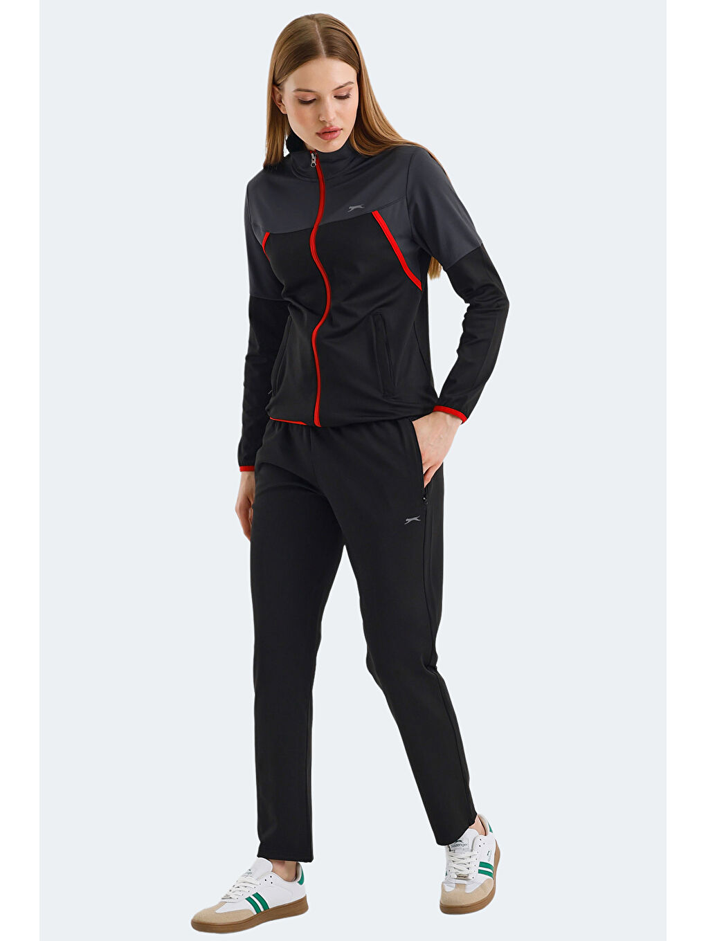 ROCKSTAR Kadın Fermuarlı Dik Yaka Cepli Siyah Eşofman Takımı-2