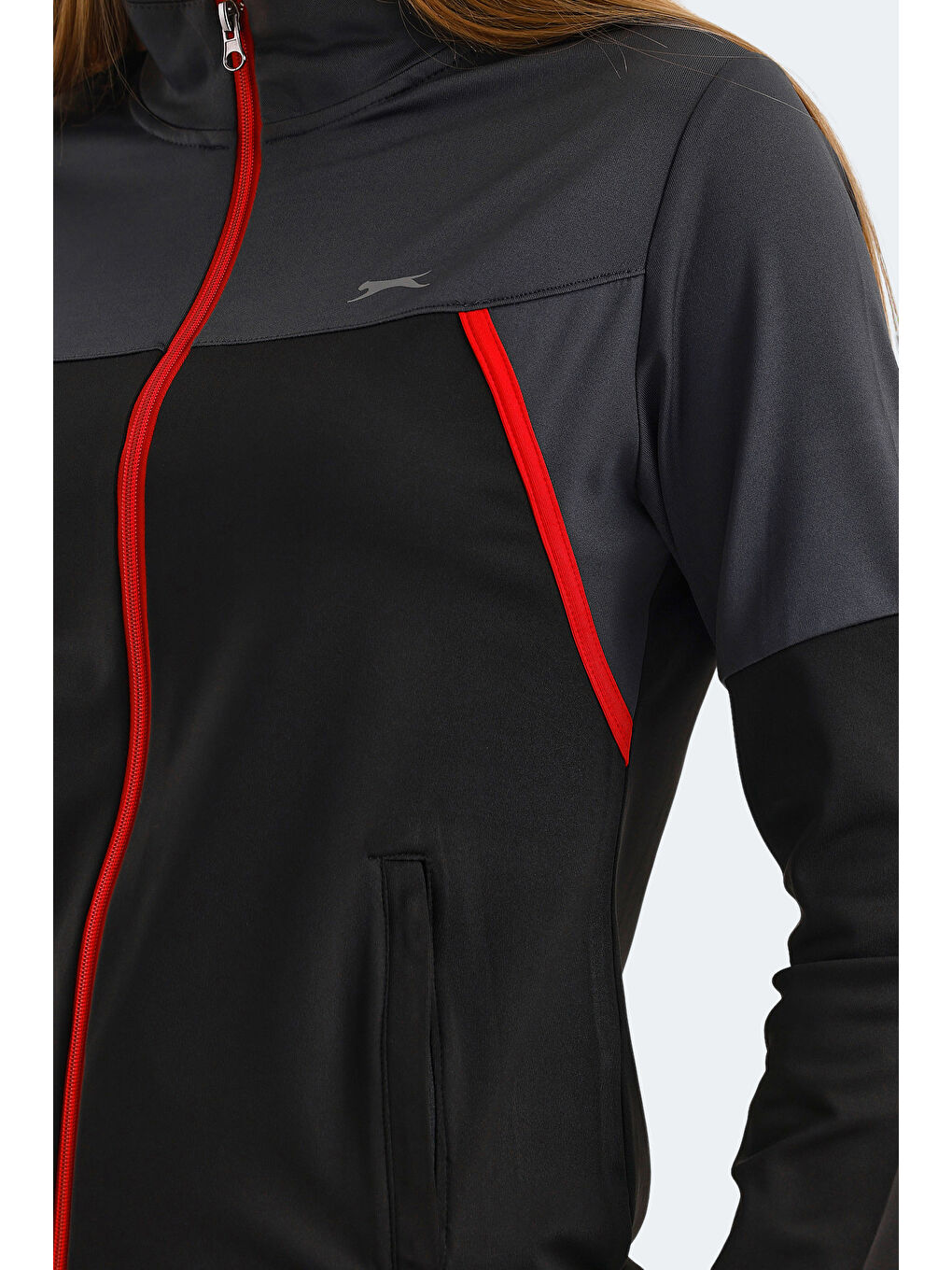 ROCKSTAR Kadın Fermuarlı Dik Yaka Cepli Siyah Eşofman Takımı-3