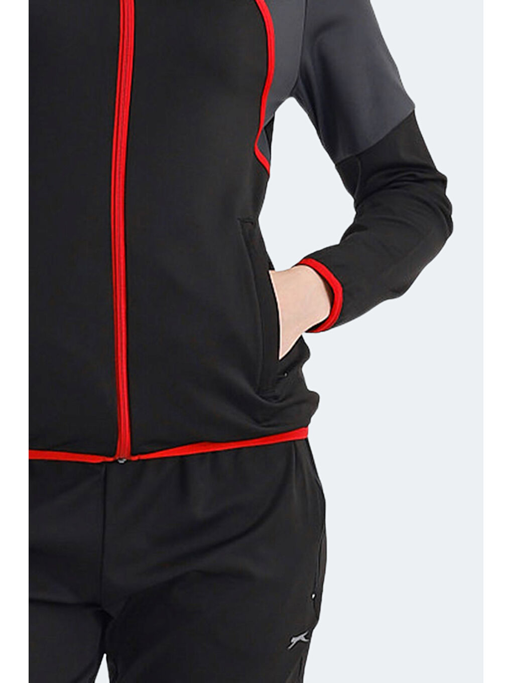 ROCKSTAR Kadın Fermuarlı Dik Yaka Cepli Siyah Eşofman Takımı-4