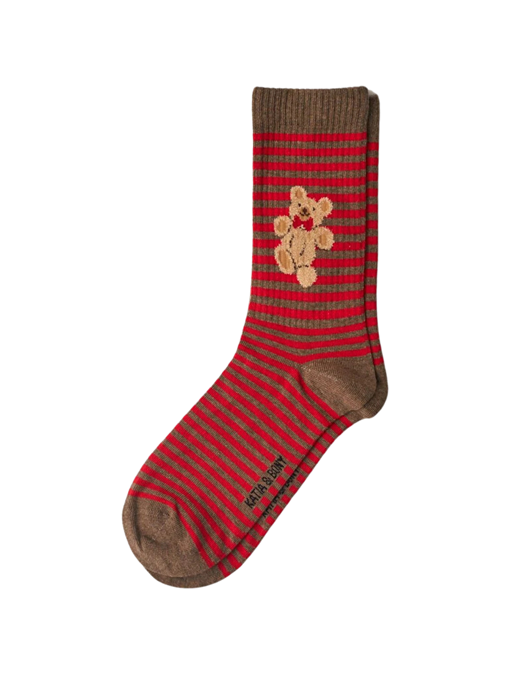 Erkek Teddy Desenli Yılbaşı Temalı Soket Çorap Kırmızı-2