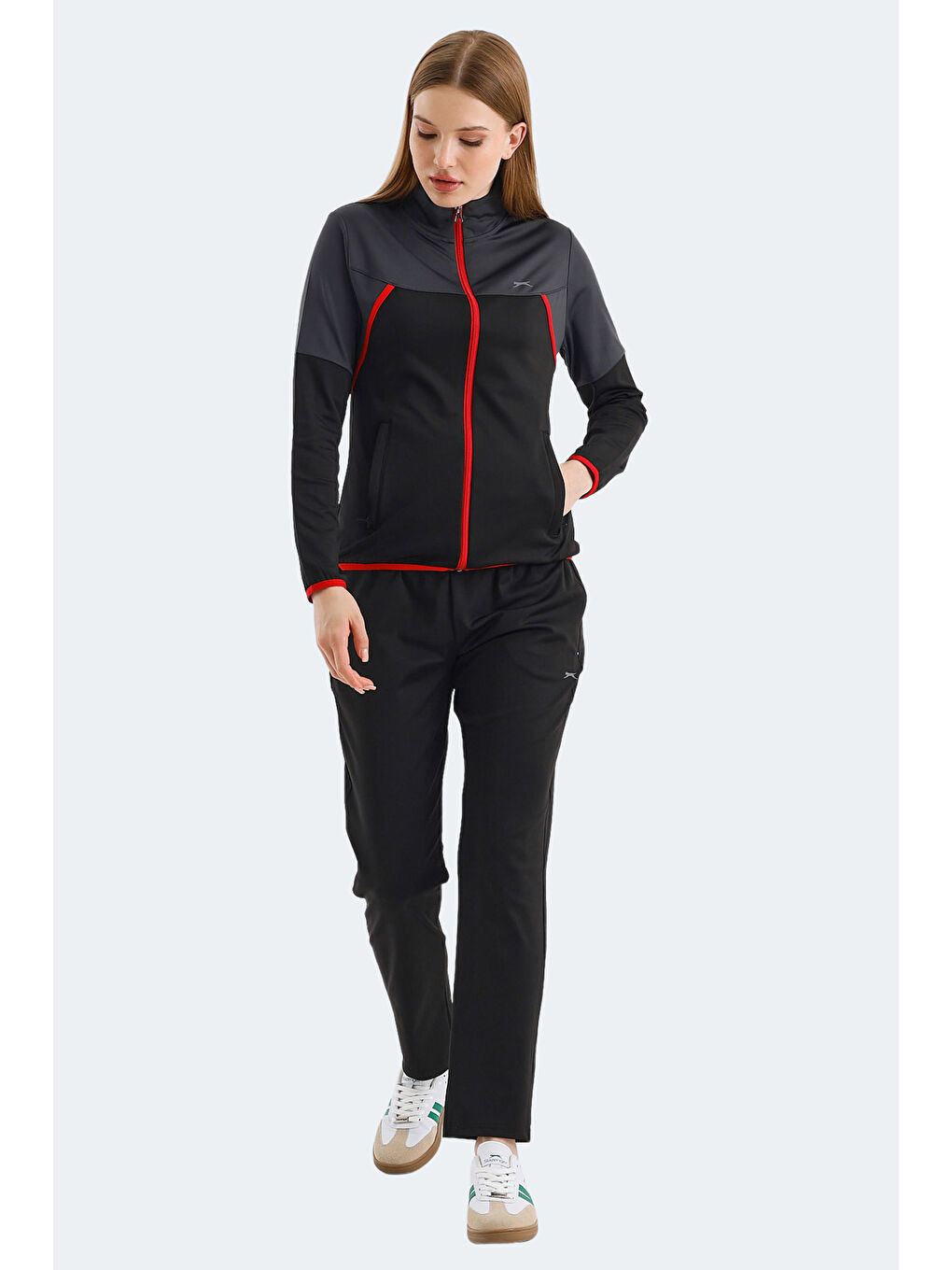 ROCKSTAR Kadın Fermuarlı Dik Yaka Cepli Siyah Eşofman Takımı-6