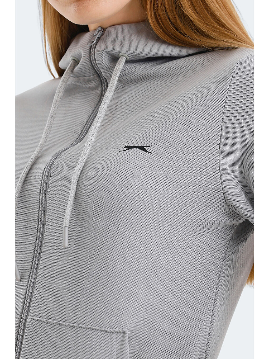 RID IN Kadın Fermuarlı Kapüşonlu Cepli Gri Eşofman Takımı-3