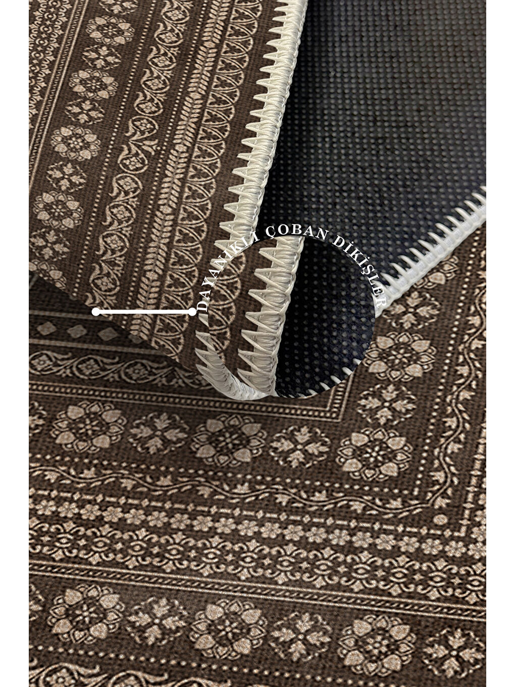 Kahverengi Modern Dekoratif Yıkanabilir Kaymaz Taban Halı – İnce, Yumuşak Salon Halısı, Mutfak Halısı ve Yolluk-3