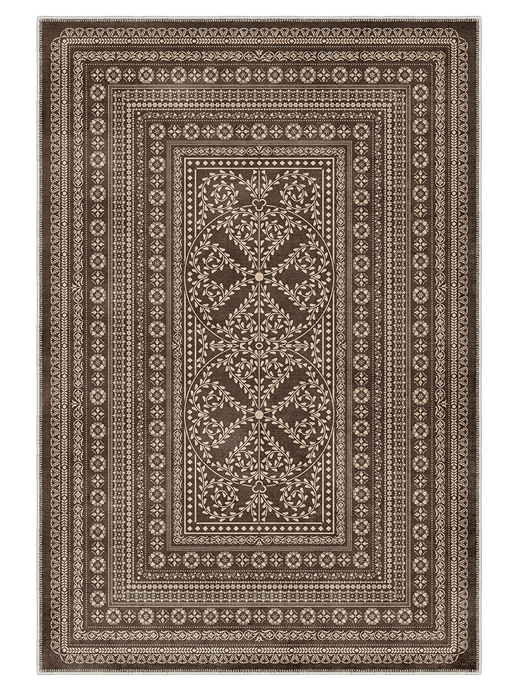 Kahverengi Modern Dekoratif Yıkanabilir Kaymaz Taban Halı – İnce, Yumuşak Salon Halısı, Mutfak Halısı ve Yolluk