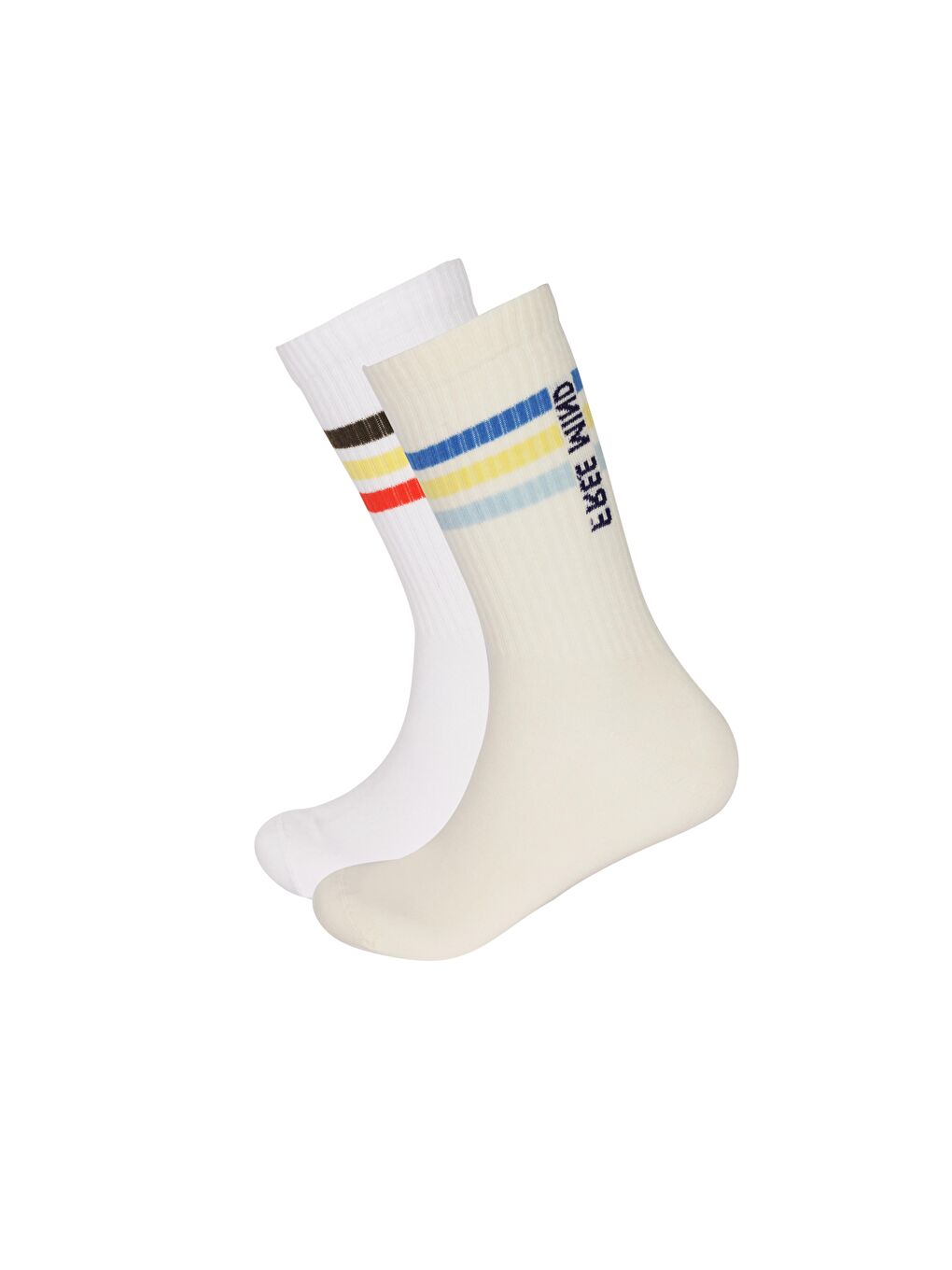 Beyaz Erkek Free Mind Yazılı 2'Li Soket Çorap-2