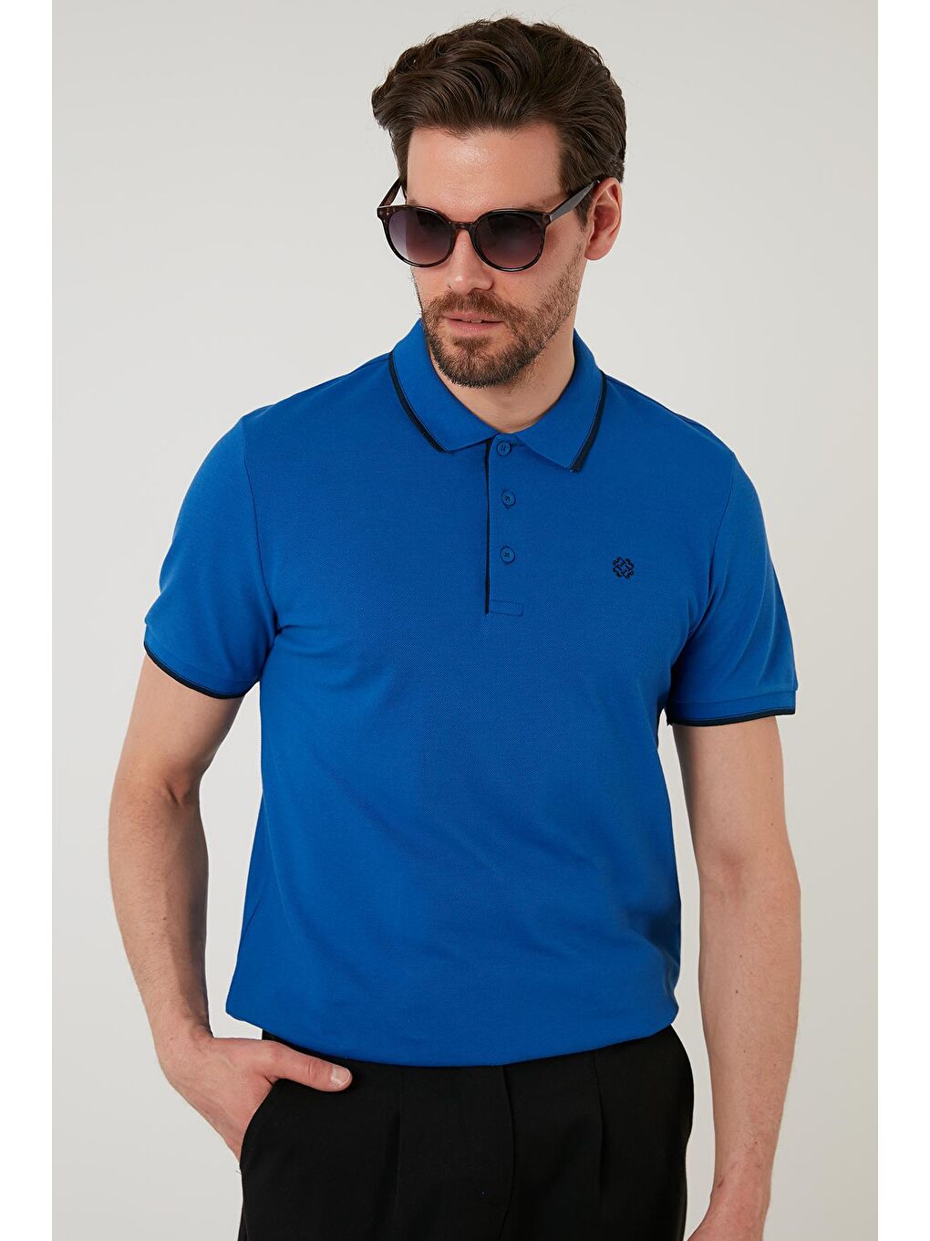LC WAIKIKI Mavi % 100 Pamuk Düğmeli Slim Fit Polo Tişört 5902118
